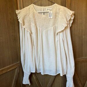 & Merci Smocked Blouse NWT Eggshell Size M